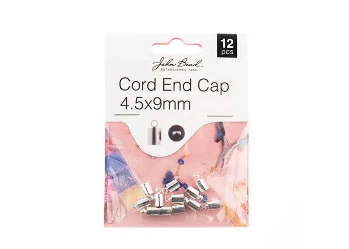Cord End Cap 4.5x9mm Silver 12pcs