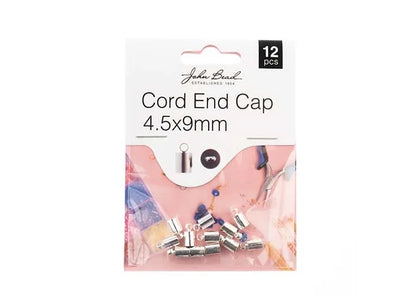 Cord End Cap 4.5x9mm Silver 12pcs