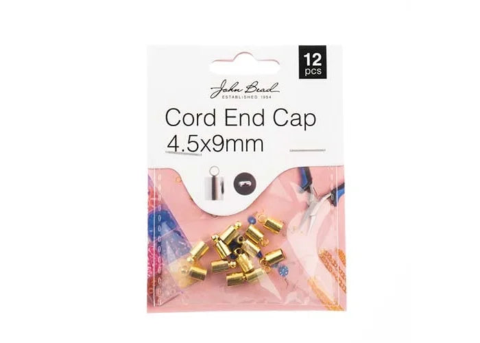 Cord End Cap 4.5x9mm Gold 12pcs