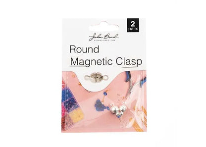Round Magnetic Clasp 6x6.5mm Silver 2 Pairs