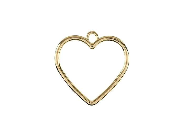 Beadwork Findings Gold Pendant Heart 25x25mm 5pcs