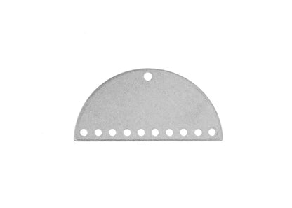 Beadwork Findings Silver Pendant Half Moon Semicircle with 10+1 Holes 30x15x1mm 6pc