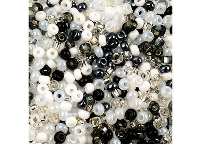 Czech Seed Beads apx 24g Vial 8/0 Black/White Mix