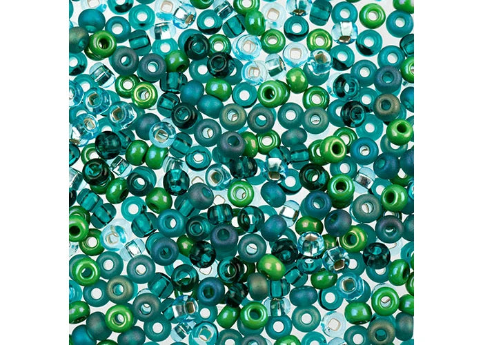 Czech Seed Beads apx 24g Vial 8/0 Retro Blue Mix