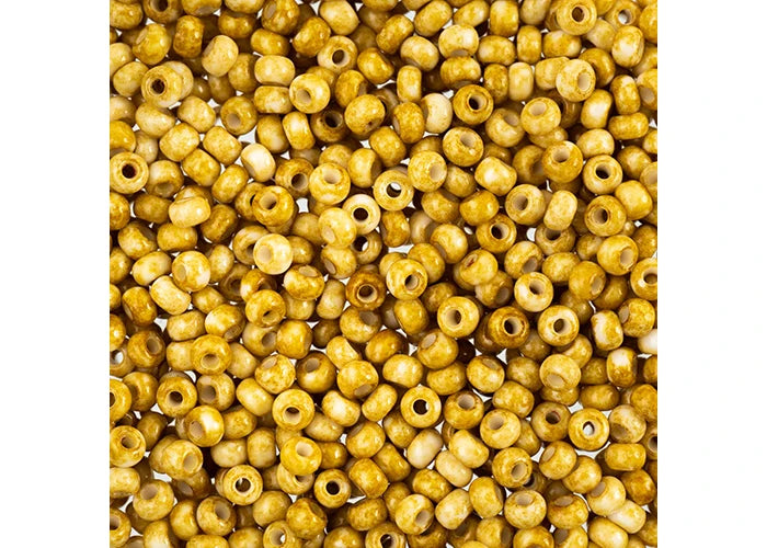 Czech Seedbead apx22g Vial 8/0 Opaque Travertine on Chalk White