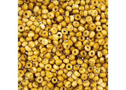 Czech Seedbead apx22g Vial 8/0 Opaque Travertine on Chalk White