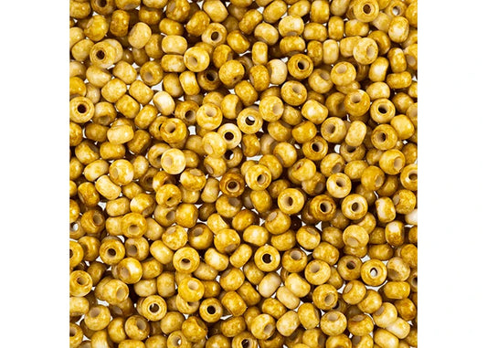 Czech Seedbead apx22g Vial 8/0 Opaque Travertine on Chalk White