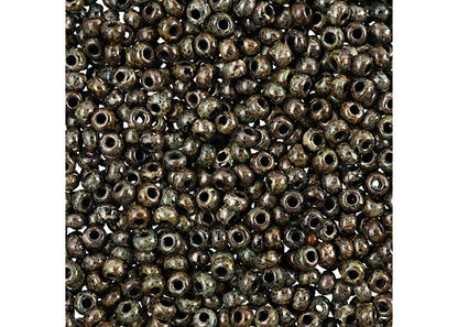 Czech Seedbead apx22g Vial 8/0 Opaque Travertine on Black