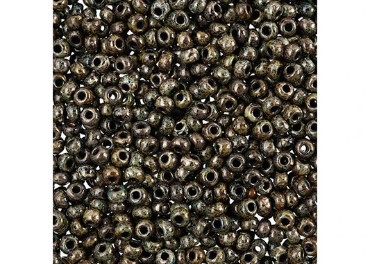 Czech Seedbead apx22g Vial 8/0 Opaque Travertine on Black