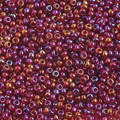 Czech Seed Beads 10/0 Transparent Iris Red