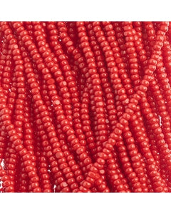 Czech Seed Bead 11/0 Cut Opaque Medium Dark Red Strung