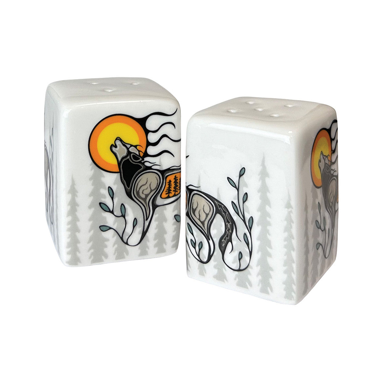 Salt & Pepper Shaker Set - Wolf (Ma’iingan)